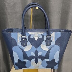Michael Kors Blue  Patterned Tote EUC